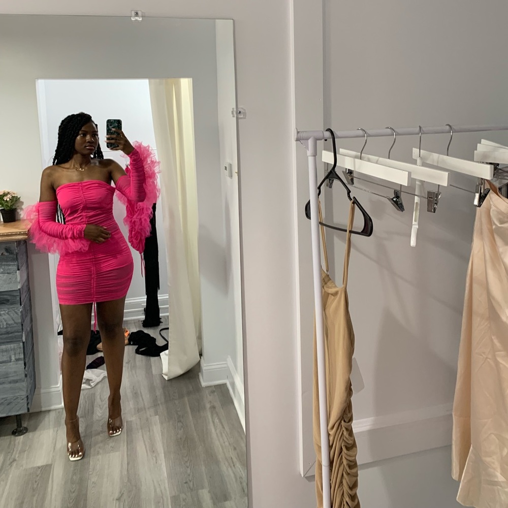 Pink dress with ruffles brand new